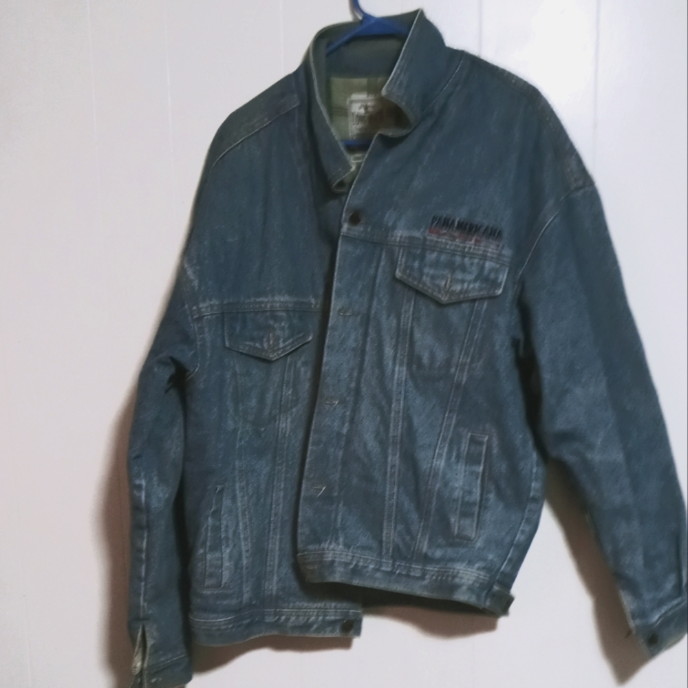 Blue jean jacket L white logo